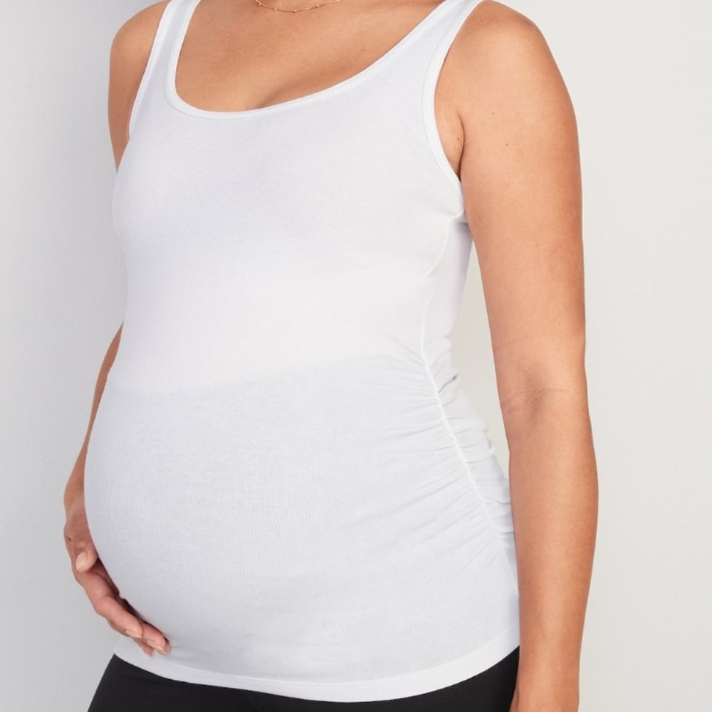 Old Navy Maternity size Small White First Layer ribbed 100p cotton tank New